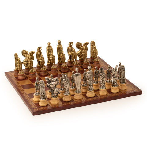 Caesar: Metal Chess Set with Leather-like Chessboard