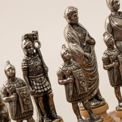 Caesar: Metal Chess Set with Leather-like Chessboard