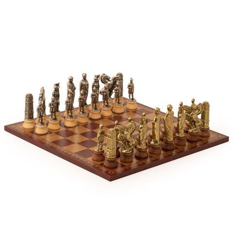 Caesar: Metal Chess Set with Leather-like Chessboard