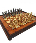 CAESAR SET: Solid Metal Chess Pieces with Elm Briar Wood Chessboard - Hobby.lt 🇬🇧