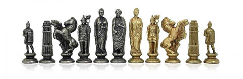 CAESAR SET: Solid Metal Chess Pieces with Elm Briar Wood Chessboard