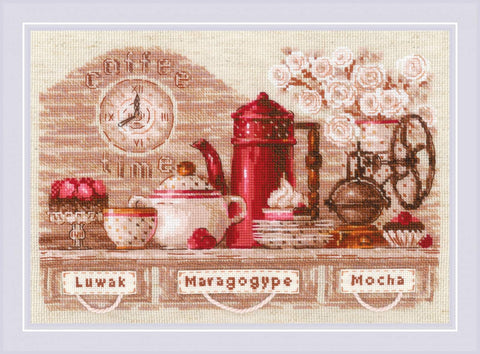 Caffee Time cross stitch kit by RIOLIS Ref. no.: 1874 - Hobby.lt 🇬🇧