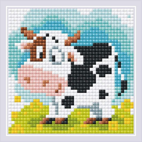 Calf in the Meadow diamond mosaic kit by RIOLIS Ref. no.: AM0052 - Hobby.lt 🇬🇧