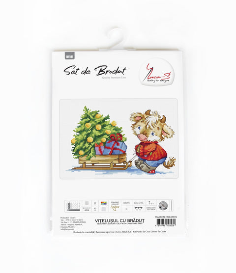 Calf with Christmas tree SB1181 - Cross Stitch Kit - Hobby.lt 🇬🇧