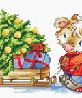 Calf with Christmas tree SB1181 - Cross Stitch Kit - Hobby.lt 🇬🇧