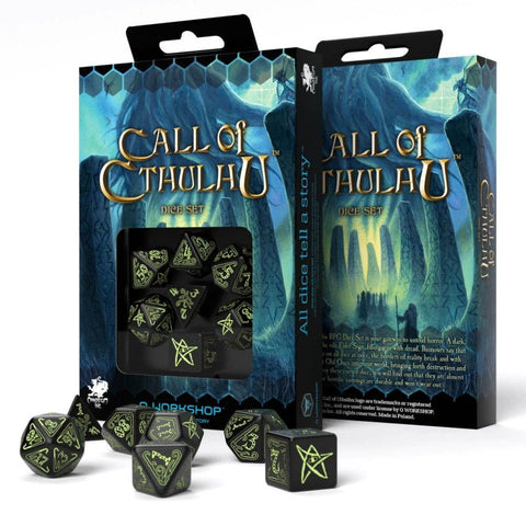 Call Of Cthulhu Dice Set black and fluorescent - Hobby.lt 🇬🇧