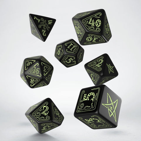 Call Of Cthulhu Dice Set black and fluorescent