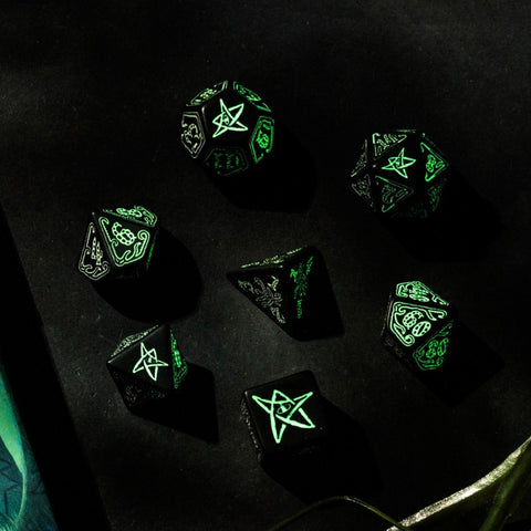 Call Of Cthulhu Dice Set black and fluorescent