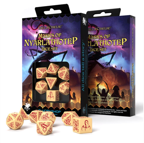 Call Of Cthulhu Masks Of Nyarlathotep Dice Set beige and burgundy - Hobby.lt 🇬🇧