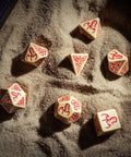 Call Of Cthulhu Masks Of Nyarlathotep Dice Set beige and burgundy - Hobby.lt 🇬🇧