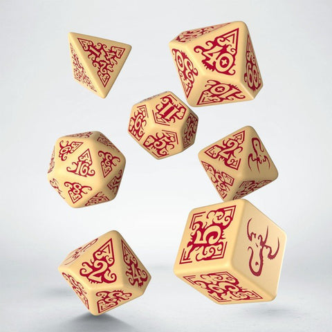 Call Of Cthulhu Masks Of Nyarlathotep Dice Set beige and burgundy - Hobby.lt 🇬🇧