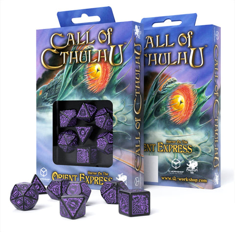 Call Of Cthulhu Orient Express Dice Set black and purple - Hobby.lt 🇬🇧