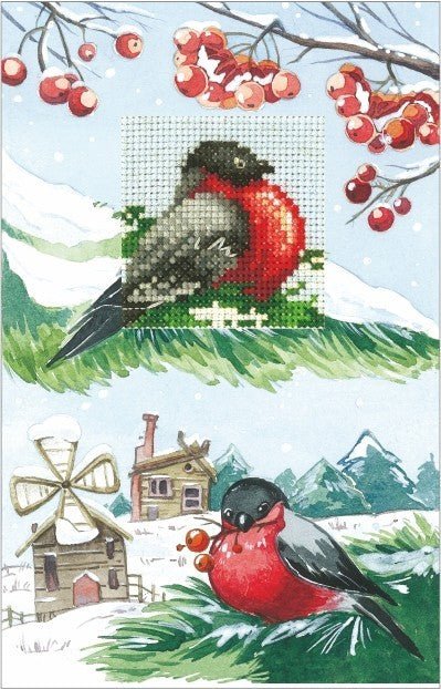 Cards Bullfinches SANO - 14 - Cross Stitch Kit by Andriana - Hobby.lt 🇬🇧