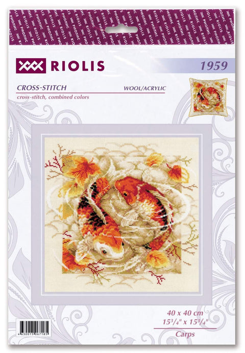 Carps. Cross Stitch kit by RIOLIS Ref. no.: 1959 - Hobby.lt 🇬🇧