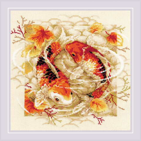 Carps. Cross Stitch kit by RIOLIS Ref. no.: 1959 - Hobby.lt 🇬🇧