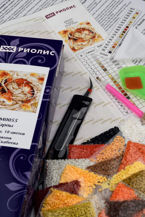 Carps diamond mosaic kit by RIOLIS Ref. no.: AM0055 - Hobby.lt 🇬🇧