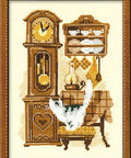 Cat With Clock - Cross Stitch Kit from RIOLIS Ref. no.:858 - Hobby.lt 🇬🇧