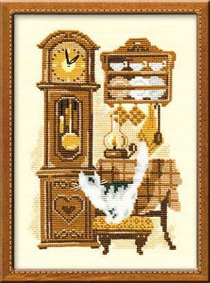 Cat With Clock - Cross Stitch Kit from RIOLIS Ref. no.:858 - Hobby.lt 🇬🇧