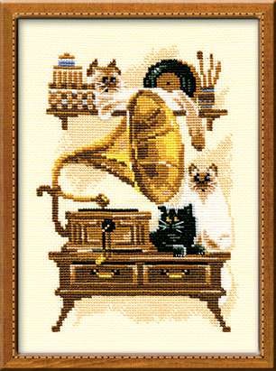 Cat with Gramaphone - Cross Stitch Kit from RIOLIS Ref. no.:859