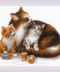 Cat with Kittens cross stitch kit by RIOLIS Ref. no.: 1811 - Hobby.lt 🇬🇧