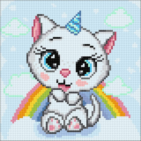 Cat with the Rainbow 20х20 Diamond Painting Set Cs2708 - Hobby.lt 🇬🇧