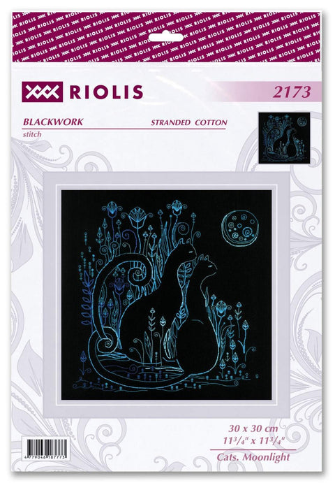 Cats. Moonlight. Cross Stitch kit by RIOLIS Ref. no.: 2173 - Hobby.lt 🇬🇧