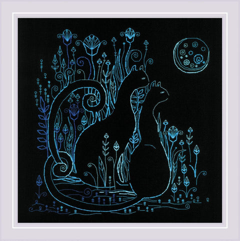 Cats. Moonlight. Cross Stitch kit by RIOLIS Ref. no.: 2173 - Hobby.lt 🇬🇧