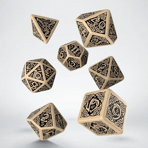 Celtic 3D Revised Dice Set beige and black - Hobby.lt 🇬🇧