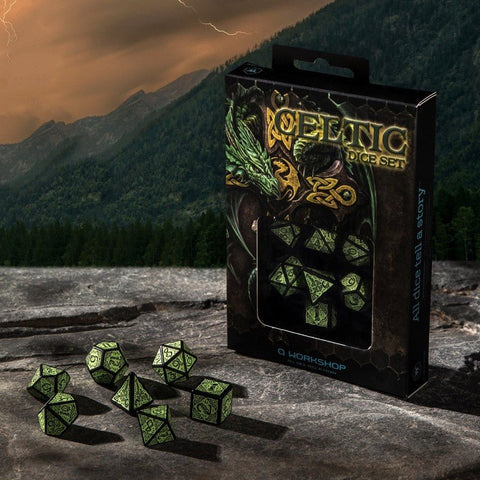 Celtic 3D Revised Dice Set black and green - Hobby.lt 🇬🇧