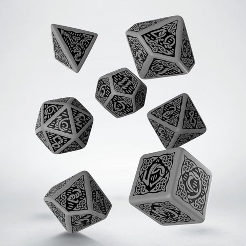 Celtic 3D Revised Dice Set gray and black