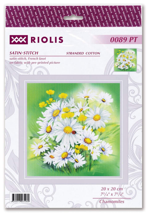 Chamomiles Flowers. Satin Stitch kit by RIOLIS Ref. no.: 0089 PT - Hobby.lt 🇬🇧