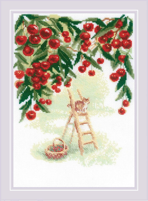 Cherry Garden. Cross Stitch kit by RIOLIS Ref. no.: 2205 - Hobby.lt 🇬🇧