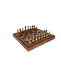 CLASSIC Metal & Wood Chess Set with Brown/Black Leatherette Chessboard II - Hobby.lt