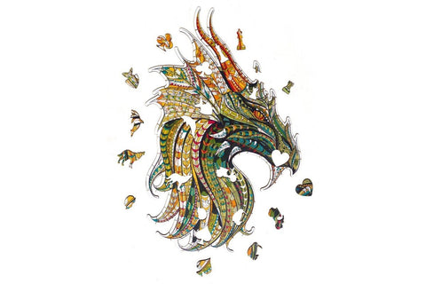 Chinese dragon - unique WOODEN puzzle 183 pcs - Hobby.lt 🇬🇧