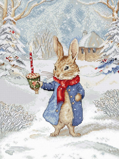 Christmas Caroling Cross Stitch Kit 21 x 27 cm, LetiStitch, Zweigart Aida 16ct, Luca-S Cotton Threads