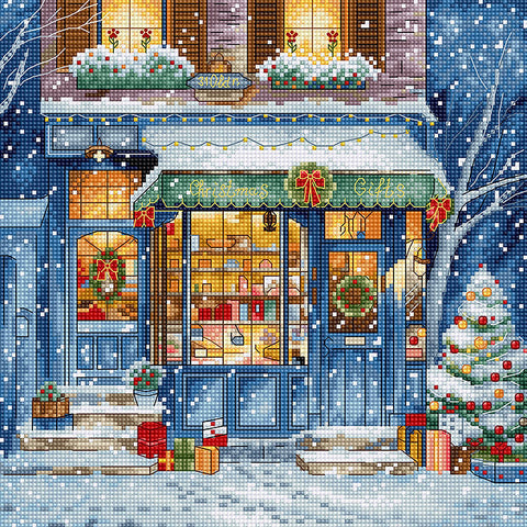 LetiStitch Cross Stitch Kit, Christmas Design, 21 x 21 cm, Zweigart Aida 16ct, 100% Cotton Threads, Luca-S Associated