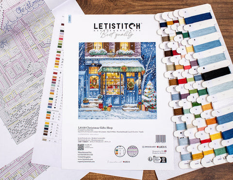 LetiStitch Cross Stitch Kit, Christmas Design, 21 x 21 cm, Zweigart Aida 16ct, 100% Cotton Threads, Luca-S Associated