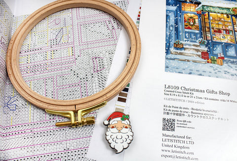 LetiStitch Cross Stitch Kit, Christmas Design, 21 x 21 cm, Zweigart Aida 16ct, 100% Cotton Threads, Luca-S Associated