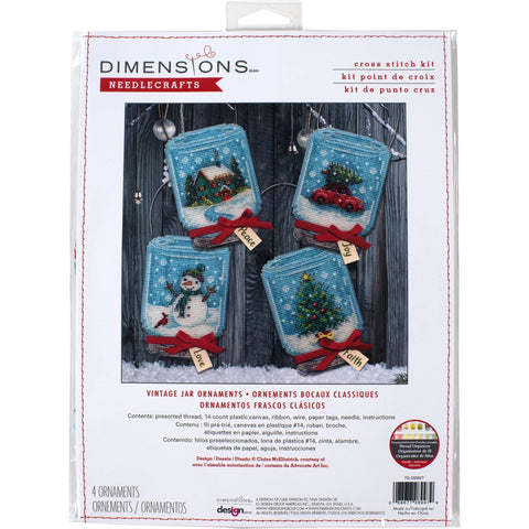 Christmas Jar Ornaments (7.6 x 17.7 cm) - Cross Stitch Kit by DIMENSIONS - Hobby.lt 🇬🇧