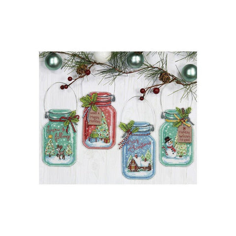 Christmas Jar Ornaments (8 x 12 cm) - Cross Stitch Kit by DIMENSIONS - Hobby.lt 🇬🇧