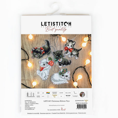 Christmas Kittens Toys SLETI987 - Cross Stitch Kit - Hobby.lt 🇬🇧