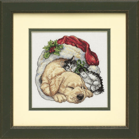 Christmas Morning Pets (15 x 15 cm) - Cross Stitch Kit by DIMENSIONS