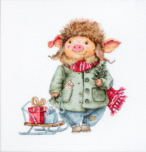 Christmas Pig SB1160 - Cross Stitch Kit - Hobby.lt 🇬🇧