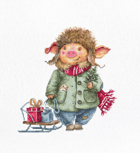 Christmas Pig SB1160 - Cross Stitch Kit - Hobby.lt 🇬🇧