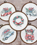 Christmas Retro Cars SLETI965 - Cross Stitch Kit - Hobby.lt 🇬🇧