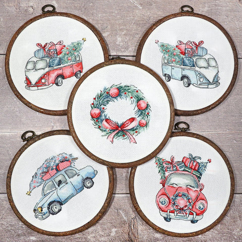 Christmas Retro Cars SLETI965 - Cross Stitch Kit