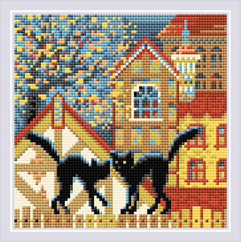 City and Cats. Autumn diamond mosaic kit by RIOLIS Ref. no.: AM0049 - Hobby.lt 🇬🇧