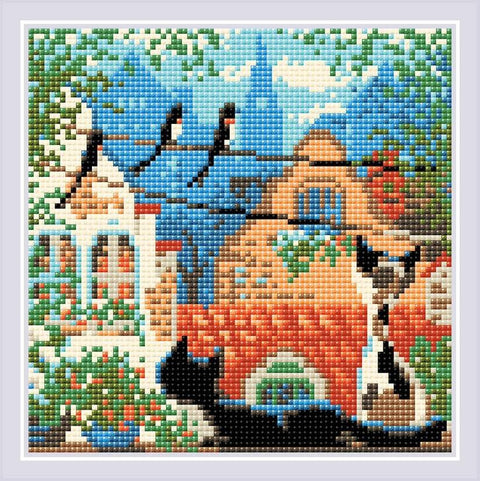 City and Cats. Summer diamond mosaic kit by RIOLIS Ref. no.: AM0048 - Hobby.lt 🇬🇧