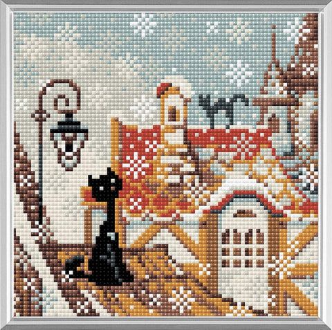 City & Cats Winter diamond mosaic kit by RIOLIS Ref. no.: AM0010 - Hobby.lt 🇬🇧