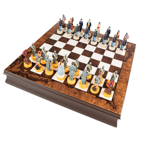 CIVIL WAR: Hand Painted Chess Set with Beautiful Wooden Chessboard - Box - Hobby.lt 🇬🇧